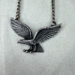 Vintage 1970s Avon Eagle Pewter Tone Pendant Necklace